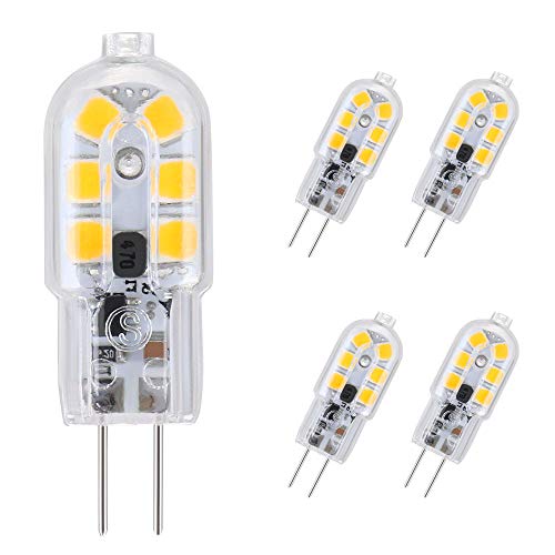 Vicloon G4 LED Lampe [5er Pack] - Transparente LED Birne Warmweiß 2W 130lm, Ersatz für 15W Halogenlampen, 12V AC/DC, 3000K, 360 Grad Abstrahlwinkel von Vicloon