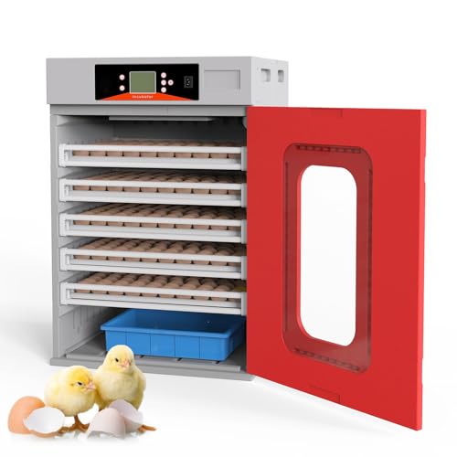 Bonxrdun Brutautomat Vollautomatisch für 400 Eier – Mit automatischer Temperatur- & Feuchtigkeitsregelung, automatischem Eierwenden und LCD-Display von Bonxrdun
