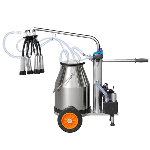 Bonxrdun Elektrische Melkmaschine für Kuh & Ziegen, 25 L 304 Edelstahl Eimer, tragbare Vakuum Melker mit automatischer Pulsation, einstellbarer Druck (Modell YH-I) von Bonxrdun