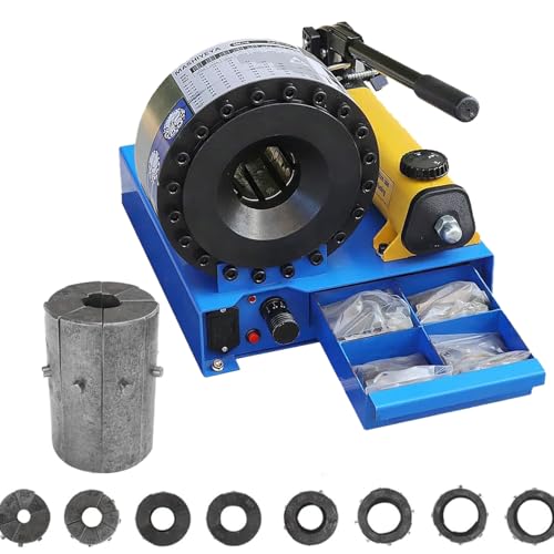 Bonxrdun Hydraulikschlauch Presse Presswerkzeug mit 8 Matrizen-Sätzen, Hochdruck-Hydraulikrohr-Crimpwerkzeug, tragbares Werkzeug zum Crimpen von Hydraulikschläuchen (Rohr-Crimper) von Bonxrdun