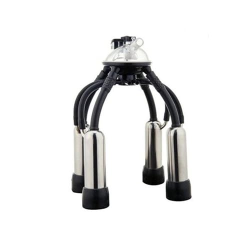 Bonxrdun Kuhmelksammler: Kompletter Melkcluster (240CC) mit 4 Edelstahlschalen, 4 Luftschläuchen, 4 Milchmanschetten und 1 Milchmanschettefür Vakuumpumpen-Melkmaschine von Bonxrdun