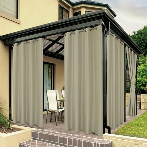 BONZER Wasserdichte Outdoor-Vorhänge für Terrasse, Veranda, Pergola, Sonnenlicht, Sichtschutz, Ösen, Innenvorhang, für Schlafzimmer, Wohnzimmer, 1 Stück, 213 x 244 cm, Taupe BONZER Wasserdichte Outdoor-Vorhänge für Terrasse, Veranda, Pergola, Sonnenlicht, Sichtschutz, Ösen, Innenvorhang, für Schlafzimmer, Wohnzimmer, 1 Stück, 213 x 244 cm, Taupe von Bonzer