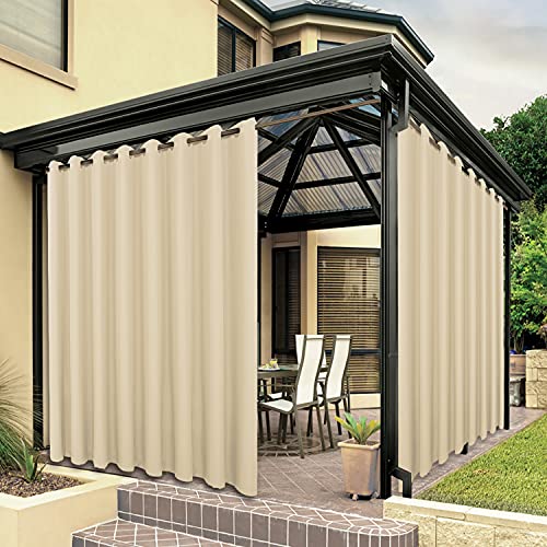 BONZER Wasserdichte Vorhänge für Innen- und Außenbereich, dick, Privatsphäre, extra breite Ösenvorhänge für Schlafzimmer, Wohnzimmer, Veranda, Pergola, 1 Stück, 387 x 274 cm, Cremefarben BONZER Wasserdichte Vorhänge für Innen- und Außenbereich, dick, Privatsphäre, extra breite Ösenvorhänge für Schlafzimmer, Wohnzimmer, Veranda, Pergola, 1 Stück, 387 x 274 cm, Cremefarben von Bonzer