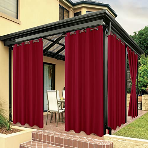 BONZER Wasserdichte Vorhänge für Innen- und Außenbereich für Terrasse, dicke Sichtschutz-Ösenvorhänge für Schlafzimmer, Wohnzimmer, Veranda, Pergola, Cabana, 1 Panel, 137,2 x 213,4 cm, Rot von Bonzer