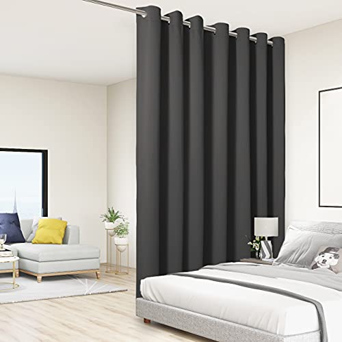 Bonzer Extra breiter Raumteiler-Vorhang, mit Ösen, wärmeisoliert, Verdunkelungsvorhänge für Schiebefenster, 274 x 380 cm (L x B), 1 Panel, Dunkelgrau von Bonzer