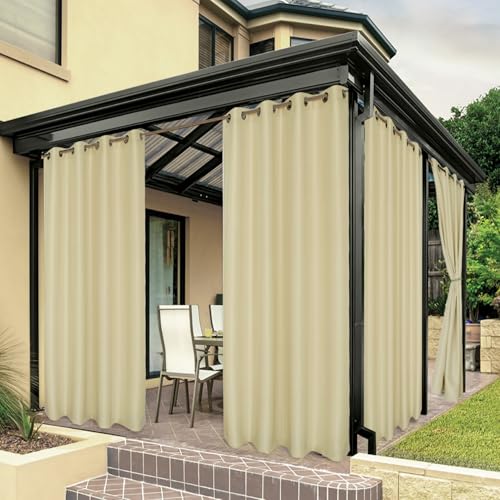 Bonzer Outdoor-Vorhänge, Gardinen für Terrasse, wasserabweisend, schwere Privatsphäre, Sonnenlicht blockierende Ösen, Außenvorhänge für Veranda, Pergola, Pavillon, 1 Paneel, 137 x 240 cm, cremefarben Bonzer Outdoor-Vorhänge, Gardinen für Terrasse, wasserabweisend, schwere Privatsphäre, Sonnenlicht blockierende Ösen, Außenvorhänge für Veranda, Pergola, Pavillon, 1 Paneel, 137 x 240 cm, cremefarben von Bonzer