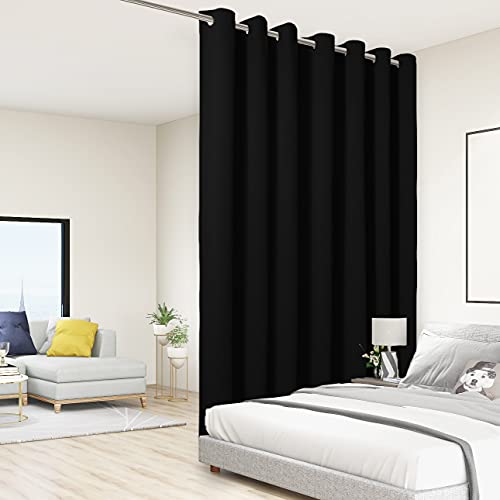 Bonzer Raumteiler, Vorhang, Tülle, wärmeisoliert, breit, Verdunkelungsvorhänge für Schlafzimmer Wohnzimmer, 213 x 274 cm, 1 Panel, Schwarz von Bonzer