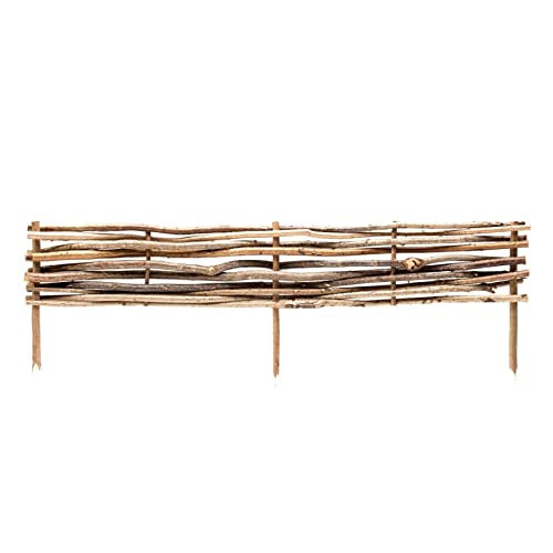 BooGardi Beeteinfassung Holz · in 3 Größen · 20 x 120 cm Haselnuss Beeteingrenzung · Steckzaun zur Beetumrandung · Garten Wegabtrennung von BooGardi