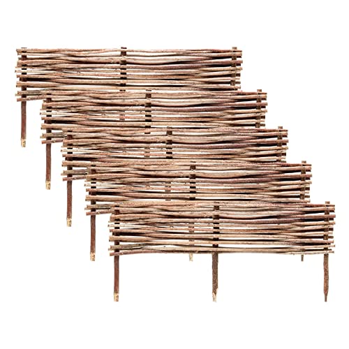 BooGardi Beeteinfassung Holz · in 3 Größen · 20 x 90 cm 5er Set Haselnuss Beeteingrenzung · Steckzaun zur Beetumrandung · Garten Wegabtrennung von BooGardi