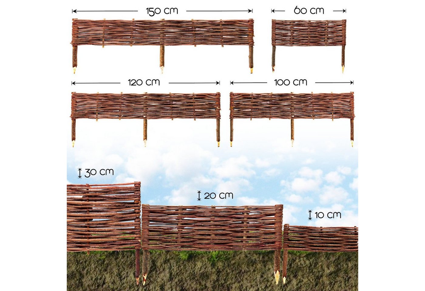 BooGardi Beetumrandung Beeteinfassung Weide, LxH: 60x10 cm, 5er Set, Beetbegrenzung Holz Steckzaun Garten Zaun Weide BooGardi Beetumrandung Beeteinfassung Weide, LxH: 60x10 cm, 5er Set, Beetbegrenzung Holz Steckzaun Garten Zaun Weide von BooGardi