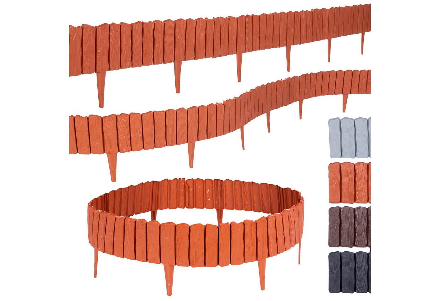 BooGardi Beetumrandung Rasenkante Holzoptik, LxH: 1140x12,5 cm, 20 Stück Terrakotta, Beeteinfassung flexibel Mähkante Gartenzaun BooGardi Beetumrandung Rasenkante Holzoptik, LxH: 1140x12,5 cm, 20 Stück Terrakotta, Beeteinfassung flexibel Mähkante Gartenzaun von BooGardi