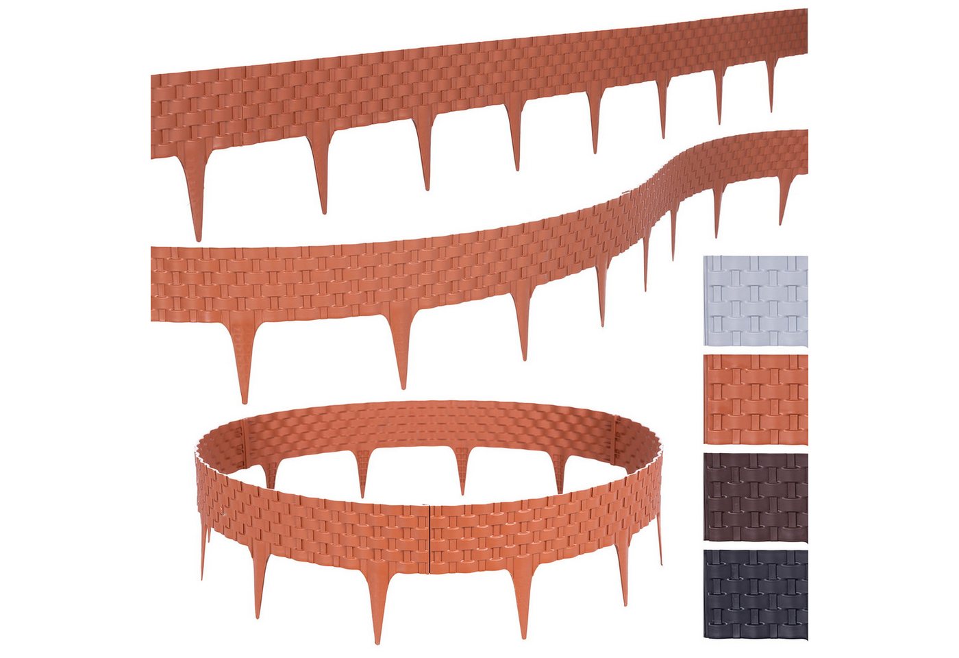 BooGardi Beetumrandung Rasenkante Rattanoptik, LxH: 80,00x9.5 cm, 10 Stück Terrakotta, Beeteinfassung flexibel Mähkante Gartenzaun BooGardi Beetumrandung Rasenkante Rattanoptik, LxH: 80,00x9.5 cm, 10 Stück Terrakotta, Beeteinfassung flexibel Mähkante Gartenzaun von BooGardi