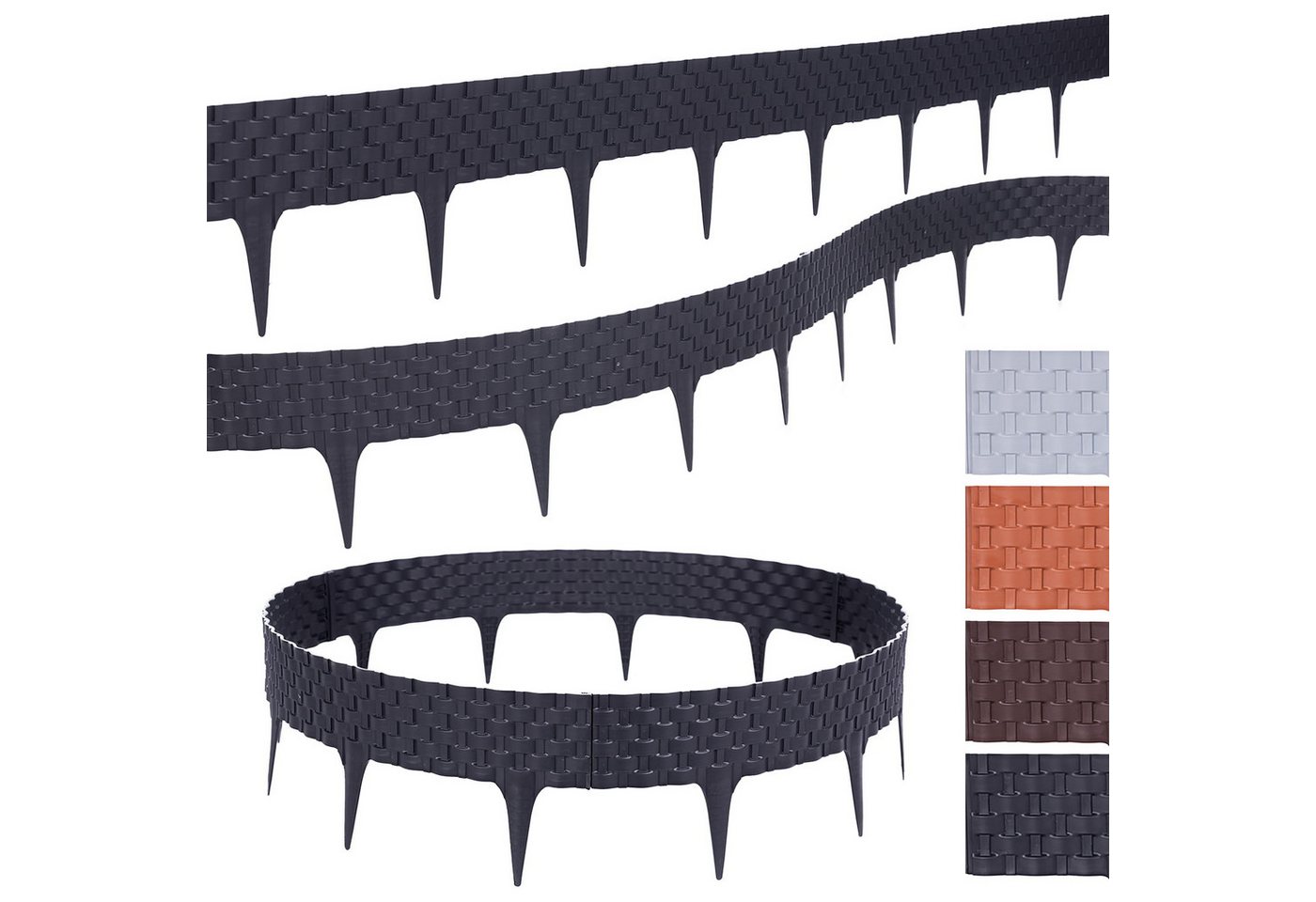 BooGardi Beetumrandung Rasenkante Rattanoptik, LxH: 800x9,5 cm, 10 Stück Anthrazit, Beeteinfassung flexibel Mähkante Gartenzaun BooGardi Beetumrandung Rasenkante Rattanoptik, LxH: 800x9,5 cm, 10 Stück Anthrazit, Beeteinfassung flexibel Mähkante Gartenzaun von BooGardi