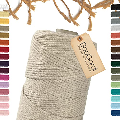 BooGardi Makramee Garn · viele Farben · Sand 3mm x 200m · 3mm oder 5mm · Wollgarn · kreatives knüpfen weben Stricken · DIY Boho Garn von BooGardi