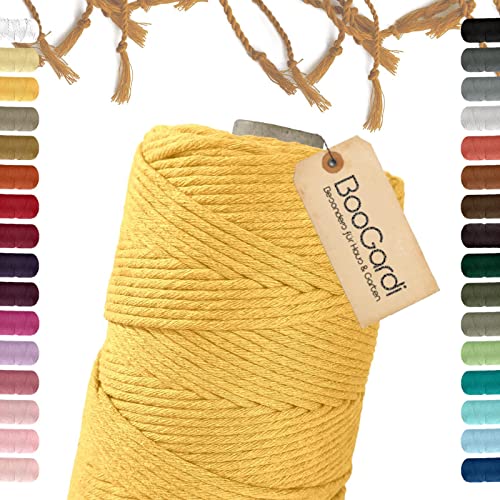 BooGardi Makramee Garn · viele Farben · Sonnengelb 3mm x 200m · 3mm oder 5mm · Wollgarn · kreatives knüpfen weben Stricken · DIY Boho Garn von BooGardi