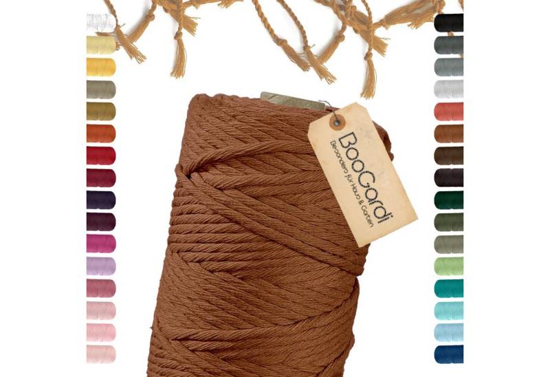 BooGardi Makramee Garn 100% Baumwolle - Farbe: Zimt - Größe: 5mm x 100m Bastelgarn, (5mm x 100m 100% Baumwolle), Zimt 2 Stärken Macramee Kordel Band von BooGardi