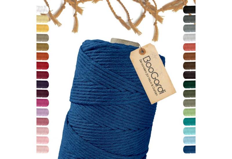 BooGardi Makramee Garn Bastelgarn, (3mm x 200m 100% Baumwolle), Blau 2 Stärken Macramee Kordel Band von BooGardi