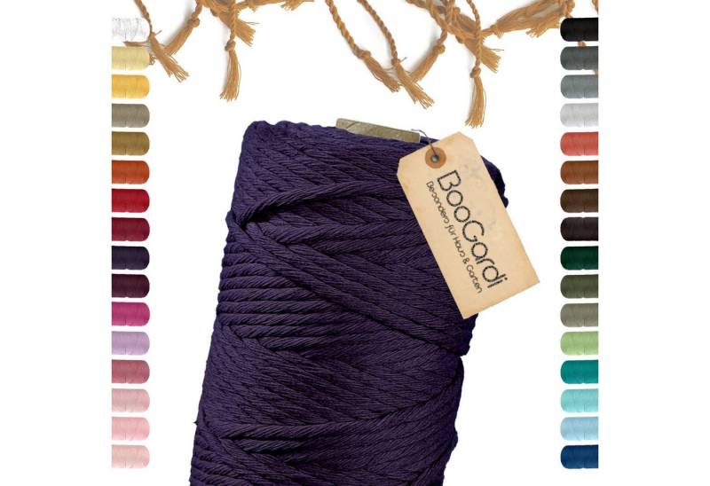 BooGardi Makramee Garn Bastelgarn, (5mm x 100m 100% Baumwolle), Brombeere 2 Stärken Macramee Kordel Band von BooGardi