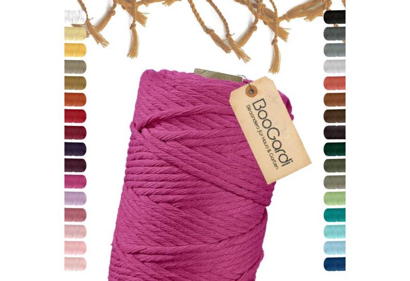 BooGardi Makramee Garn Bastelgarn, (5mm x 100m 100% Baumwolle), Magenta 2 Stärken Macramee Kordel Band von BooGardi