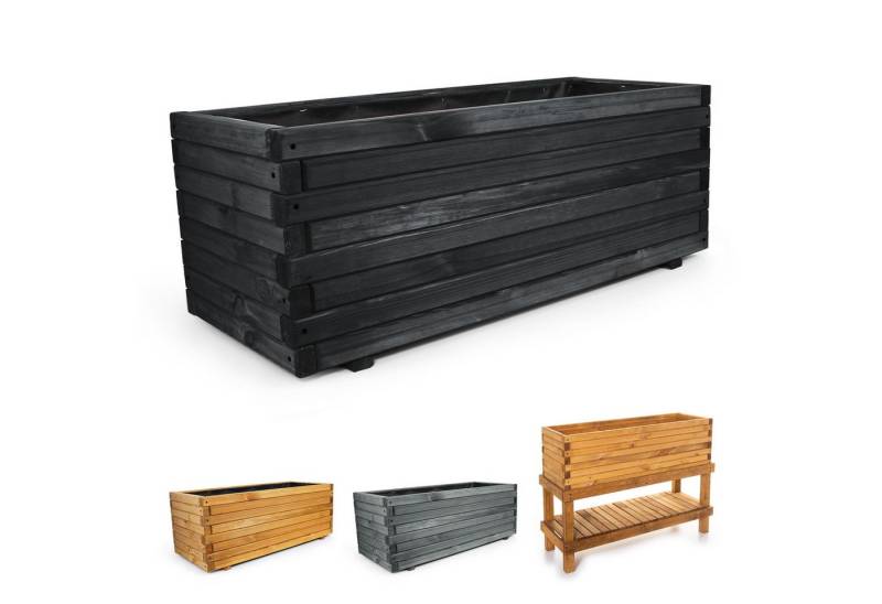 BooGardi Pflanzkübel Pflanzkasten Holz mit Vlies (Hochbeet 90cm schwarz), 5 Größen Blumenkasten Kräuterbeet Balkon Terrasse von BooGardi