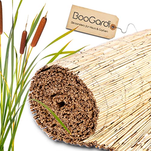 BooGardi Schilfrohrmatte · 90-200cm x 600cm · 90x600cm Schilfmatte · natürlicher Windschutz Sonnenschutz Sichtschutz Zaun für Terrasse Balkon von BooGardi