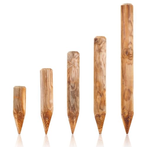 BooGardi Spitze Holzpalisaden in 39 Größen · ø 8cm Länge: 80cm · imprägnierte Baumpfähle · runde Holzpfosten · Garten-Palisade zur Beetumrandung oder Rasenkante von BooGardi