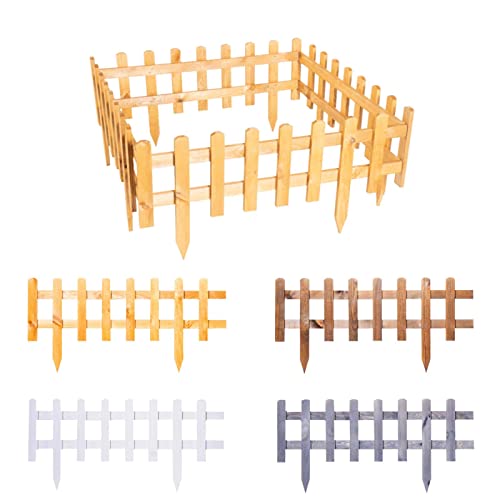 BooGardi Steckzaun Holz Hellbraun 30 x 93,5 cm · 4er Set in vielen Größen/Farben · Beetumrandung für Blumenbeet/Gemüsebeet · Vor-Gartenzaun · Rasenkante von BooGardi