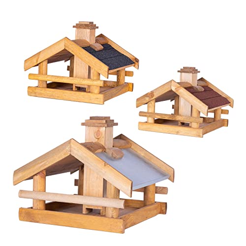 BooGardi Vogelhaus Holz · 3 Varianten · Blechdach · Vogelfutterhaus · Vogelhäuschen zum Aufhängen und Aufstellen · überdachte Futterstelle · Futterhäuschen von BooGardi