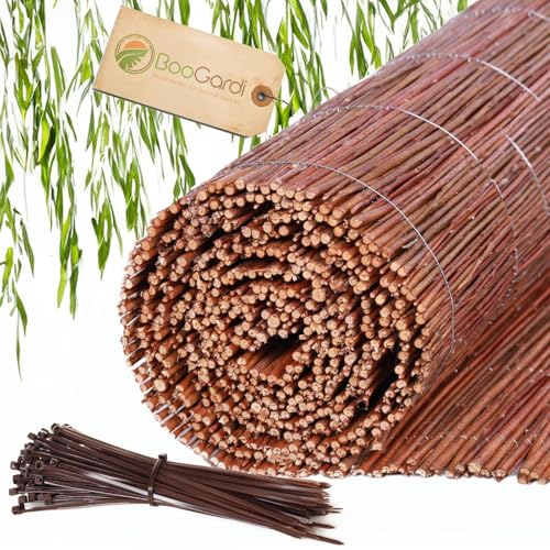 BooGardi Weidenmatte in 18 Größen mit Kabelbindern · 150 x 300 cm · Sichtschutzmatte aus Weide · für Garten, Balkon und Terrasse · Balkonsichtschutz · natürlicher Sichtschutzzaun von BooGardi