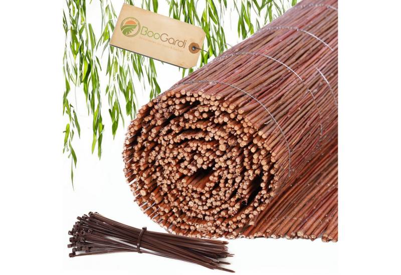 BooGardi Weidenzaun Weidenmatte mit Kabelbindern, (Höhe 30cm x Breite 3m · viele Größen), Sichtschutz Garten Balkon Terrasse Gartenzaun Holz von BooGardi