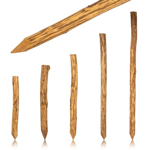 BooGardi Zaunpfahl Haselnuss imprägniert Länge 180 cm 5er Set · viele Größen · angespitzte runde Holzpfosten · Staketenpfosten für Staketenzaun · Baumpfähle von BooGardi