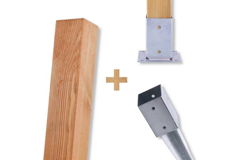 BooGardi Zaunpfosten Holzpfosten imprägniert KDI, (1-St., 7x7x100cm · Vierkantpfosten mit Aufschraubhülse), Größenwahl Kantholz Holzbalken 7x7 9x9 Bauholz von BooGardi
