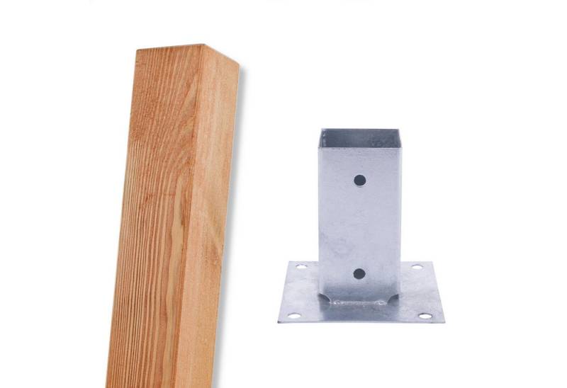 BooGardi Zaunpfosten Holzpfosten imprägniert KDI, (4-St., 7x7x80cm · Vierkantpfosten mit Aufschraubhülse), Größenwahl Kantholz Holzbalken 7x7 9x9 Bauholz von BooGardi