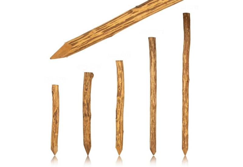 BooGardi Zaunpfosten Zaunpfahl Haselnuss imprägniert, (Baumpfahl spitz 180cm 5er Set · viele Größen), Rundpfosten Staketenzaun Holzpfahl Palisade Garten von BooGardi