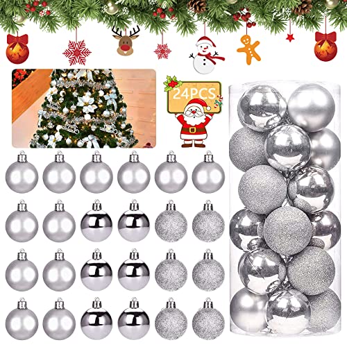 24 Stück Weihnachtskugeln, Weihnachtsbaum Kugel, Plastik Christbaumkugeln Set, Christbaumkugeln Baumschmuck, Dekokugeln ​Weihnachten Baumschmuck Baumkugeln Weihnachtsbaum Kugel Weihnachtsdeko 4CM von Booaee