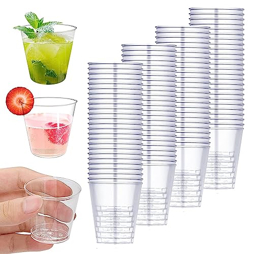 Booaee Schnapsgläser Plastik, 50 Stück 30 ml Trinkbecher Partybecher, Wiederverwendbare Becher Shotgläser Plastik Jga Accessoires, Trinkbecher Transparent für Verkostung,Partys,Weihnachten,Geburtstage von Booaee