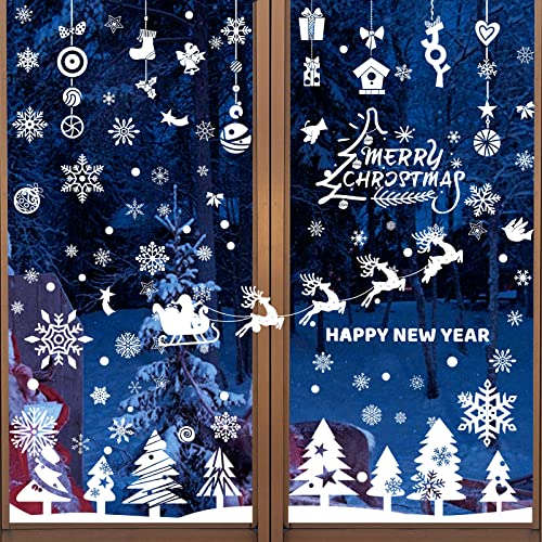 Fensterbilder Weihnachten,186 Stück Fensterdeko Weihnachten Fensterbilder Weihnachten Selbstklebend Kinder Winter Fensterfolie Fensterbild Weihnachten,Weihnachts Fensterbilder für Winter Dekoration von Booaee