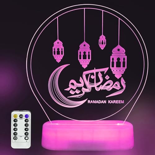 LED Ramadan Lichter Mondlampe,Ramadan Deko Lampe,3D Eid Ramadan Dekorative Fee Licht Laterne Lichter,Mubarak Ramadan LED Lampe,Eid Dekoration Muslim Party Mittelstücke für Urlaub Party Wohnkultur (B) von Booaee