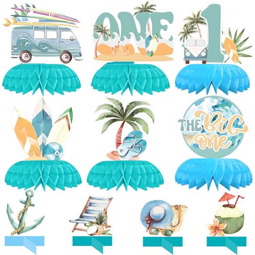 Sommer Party Deko,10Stück Hawaii Tischaufsätze Bienenwaben Mittelstücke Dekoration Geburtstag Deko Wabenbälle Tischdek Kokosnussbaum-Stranddeko 3D Sommer Partyzubehör Poolparty Beach Hochzeits Party von Booaee