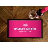Personalisierte Gin Bar Runner, Jeder Name Individuell Pink Home Cocktailbar Mat von BoobysStudio