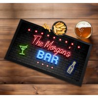 Personalisierter Barläufer - Neon 80Er Cocktail Home Bar Läufer Mat von BoobysStudio