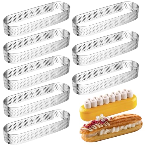 Boocalny Ovale Törtchenringe, Metall-Gebäckform für französische Desserts, 13 cm, Edelstahl, Mini-Kuchenring, kleine Obstkruste, Törtchenform, perforierte ovale Kuchenringform, Kuchenformen zum Backen Boocalny Ovale Törtchenringe, Metall-Gebäckform für französische Desserts, 13 cm, Edelstahl, Mini-Kuchenring, kleine Obstkruste, Törtchenform, perforierte ovale Kuchenringform, Kuchenformen zum Backen von Boocalny