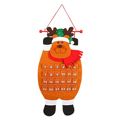 Boodtag Adventskalender zum Befüllen 24 Täschchen Santa Rentier Schneemann Weihnachtskalender DIY Filz Weihnachtlichen Ornamente Geschenk Kalender für Kinder Erwachsene von Boodtag