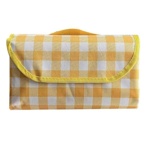 BooeDareno 1 x tragbare Feder-Reisematte, Reisematte, Picknick-Matte, verdickte, wasserdichte Camping-Matte, Strand, Zitronengelb von BooeDareno