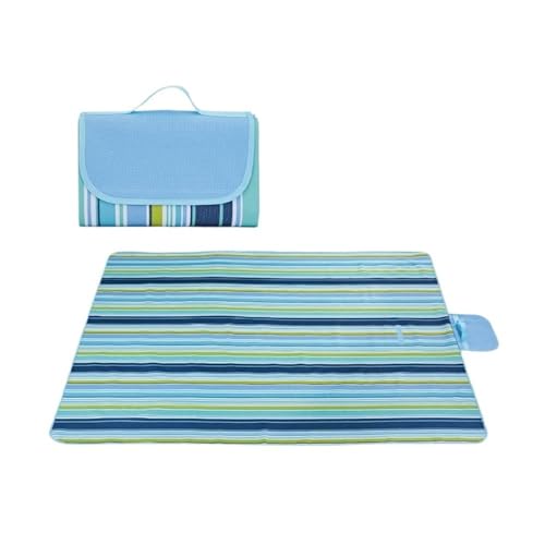 BooeDareno Tragbare faltbare Outdoor-Picknick-Camping-Matte, feuchtigkeitsbeständige Matte, kleines frisches Blumenmuster, Retro-Picknick-Matte (blau, bunt) von BooeDareno