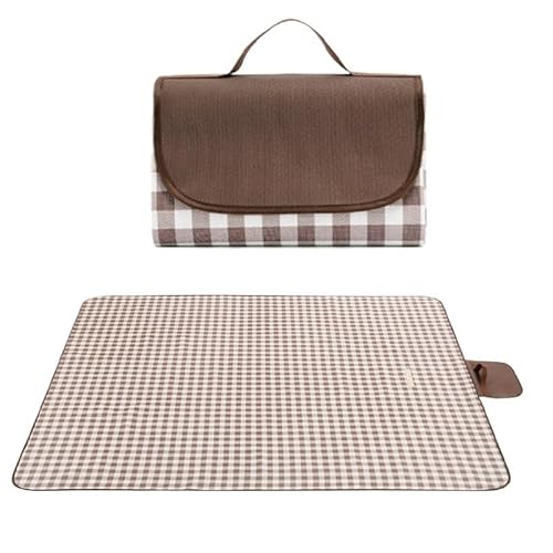 BooeDareno Tragbare faltbare Outdoor-Picknick-Camping-Matte, feuchtigkeitsbeständige Matte, kleines frisches Blumenmuster, Retro-Picknickmatte (Kaffee) von BooeDareno