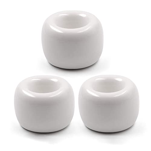 Mini-Zahnbürstenhalter aus Keramik, handgefertigt, für Paare, einzelne Keramik-Zahnbürstenhalter für Badezimmer, Schminktisch, Arbeitsplatten, Weiß, 3 Stück von Booge