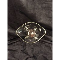 Vintage Klarglas Träne Fuß Oval Servierschale von BookBellandCandle2