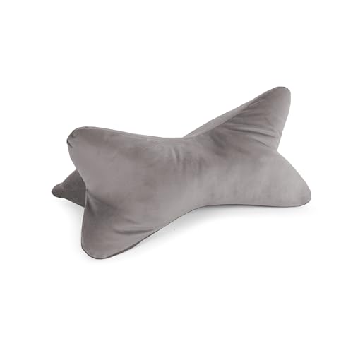 Bookiepad Leseknochen, Nackenrolle Cozy Samt, (Samt Stoff) ergonomische Form für Nacken- oder Lendenstütze, 42 x 22 cm, Flexible Stütze für Bücher, E-Books oder Tablets (Farbe Mittelgrau) von Bookiepad