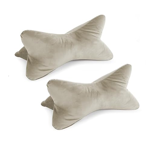 Bookiepad Leseknochen Cozy Samt 2er Set, ergonomische Form für Nacken- oder Lendenstütze, Flexible Stütze für Bücher, E-Books oder Tablets (Beige) von Bookiepad